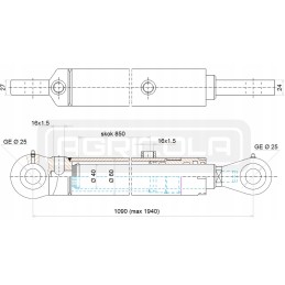 Polish hydraulic cylinder stroke 850 mounting