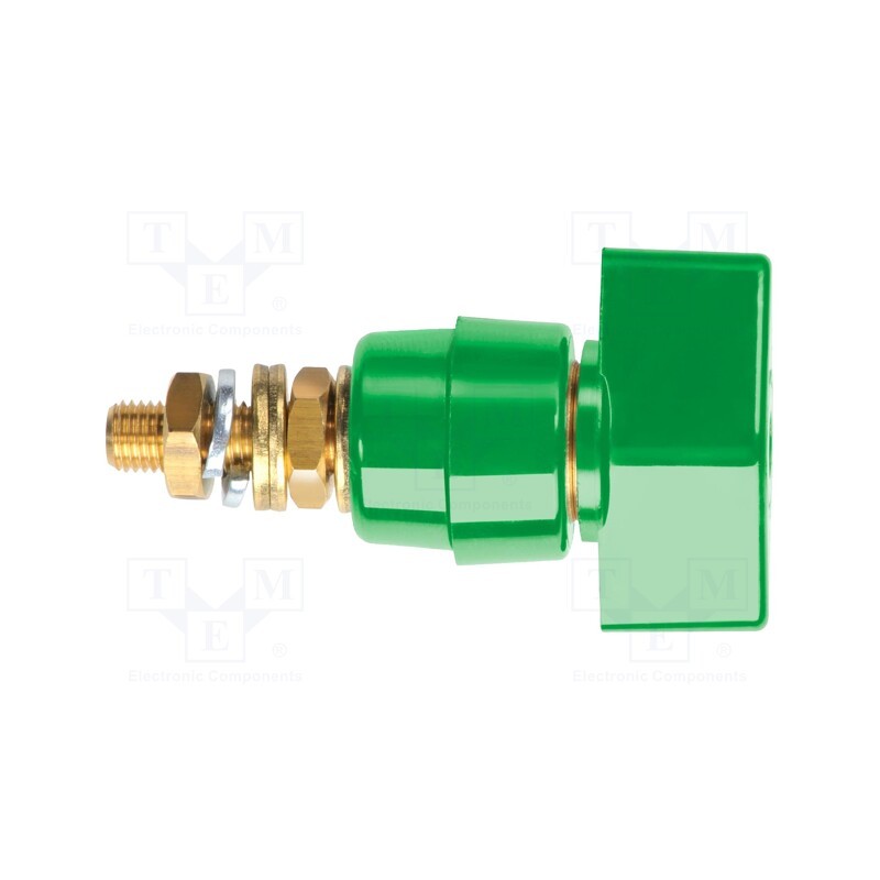 1 pcs x SCHu00dcTZINGER - POL 631 L / GN - Laboratory clamp, green, 1kVDC, 63A, on panel,screw, brass