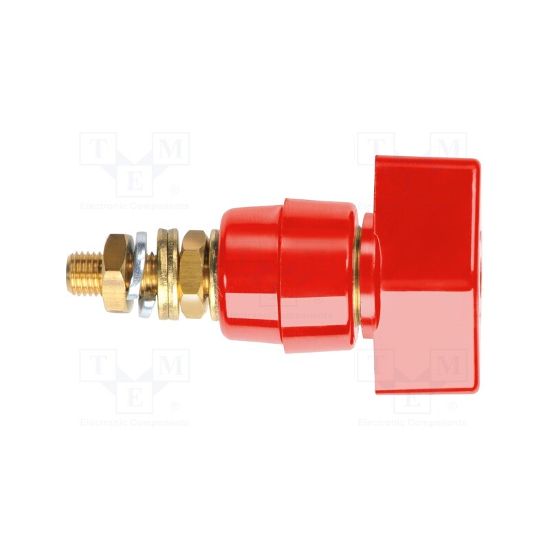 1 pcs x SCHu00dcTZINGER - POL 631 L / RT - Laboratory clamp, red, 1kVDC, 63A, on panel,screw, brass