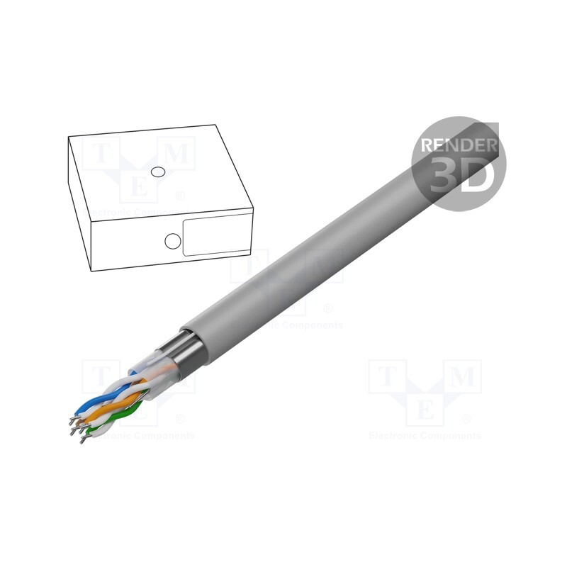 100 m x GEMBIRD - FPC-5004E-SOL/100 - Wire, F/UTP, 4x2x24AWG, 5e, solid, CCA, PVC, grey, 100m, Øcable: 5.7mm