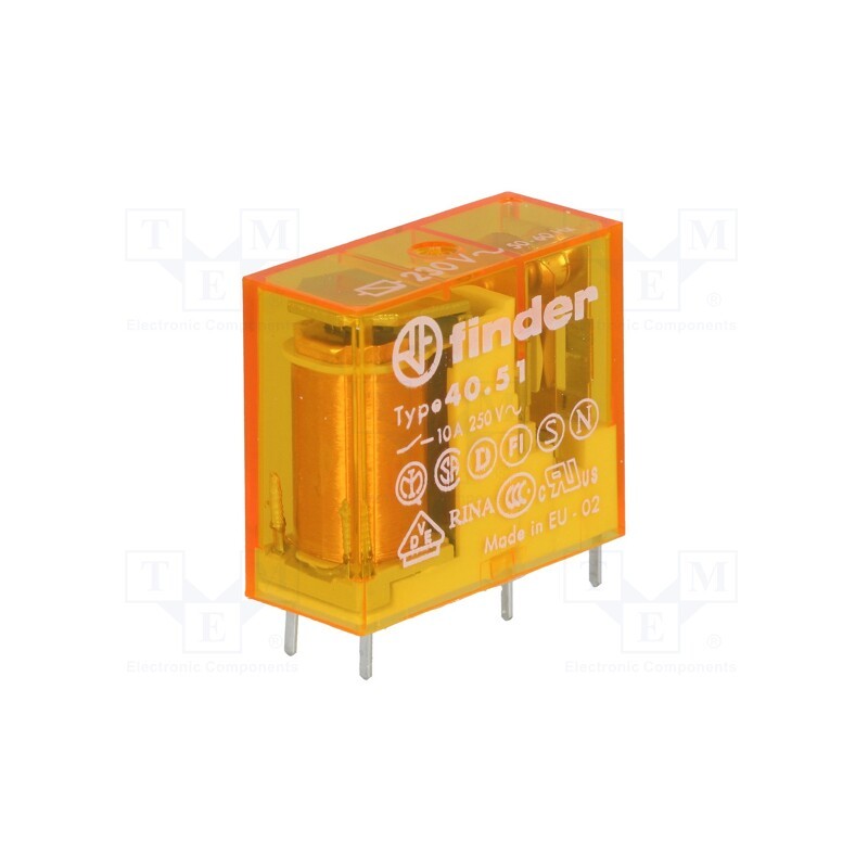 1 pcs x FINDER - 40.51.8.230.0000 - Relay: electromagnetic, SPDT, Ucoil: 230VAC, Icontacts max: 20A