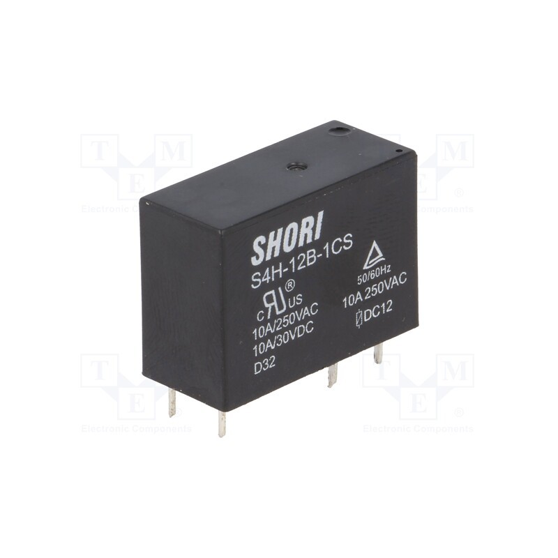 1 pcs x SHORI ELECTRIC - S4H-12B-1C-F - Relay: electromagnetic, SPDT, Ucoil: 12VDC, Icontacts max: 10A