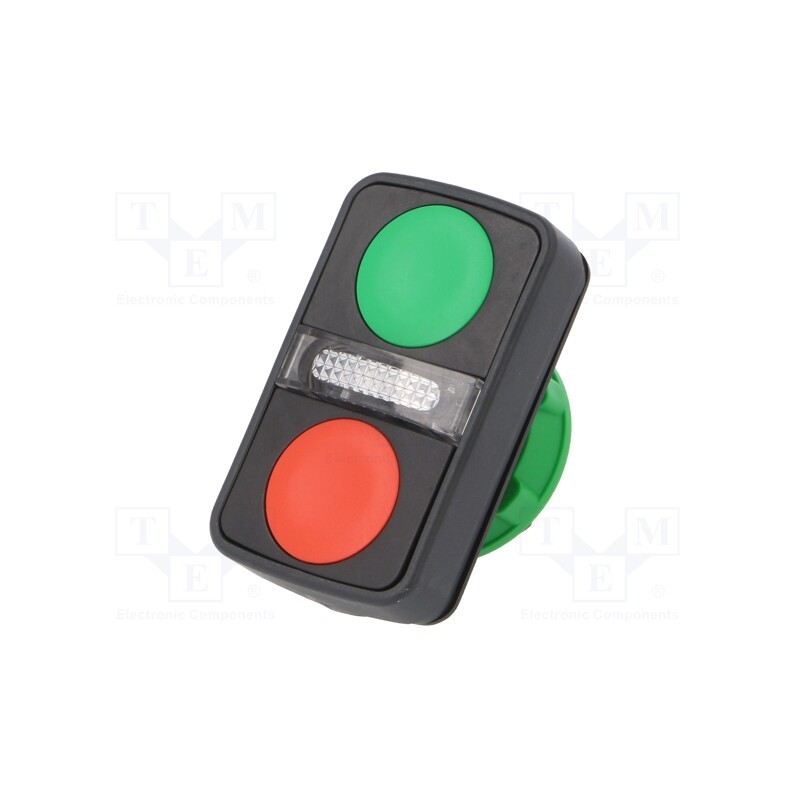 1 pcs x SCHNEIDER ELECTRIC - ZB5AW7A3740 - Switch: double, 22mm, Stabl.pos: 1, green/red, IP66, flat, Pos: 2