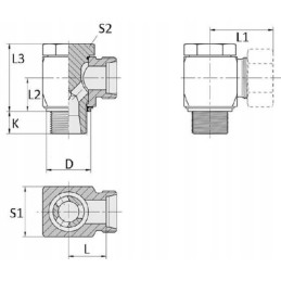 Swivel threaded angle connector 10l r3 8