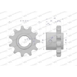Hardened steel chain wheel with 11 3 4 fi 25 teeth