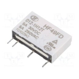 1 pcs x HONGFA RELAY - HF49FD/012-1H12T - Relay: electromagnetic, SPST-NO, Ucoil: 12VDC, 5A, 5A/250VAC, PCB