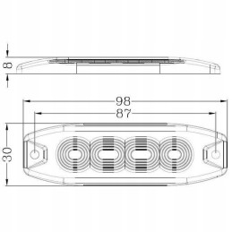 Amber warning lamp 4 LEDs
