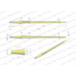 Universal loader, straight, l 710 mm, round dimensions