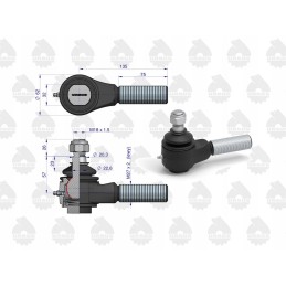 Short left ball joint, threaded, with nut