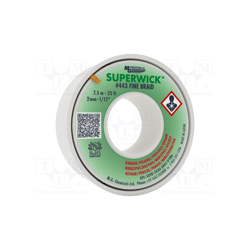 1 pcs x MG CHEMICALS - 443 - Tape: desoldering, halide-free,rosin,RMA,ROL0, W: 2mm, L: 7.5m
