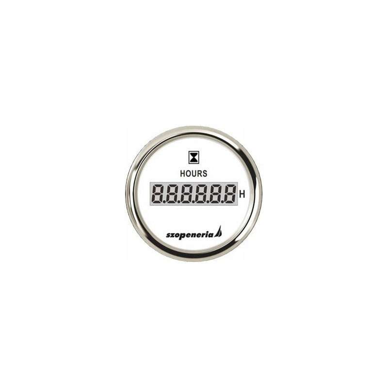 Hour meter 52 mm white