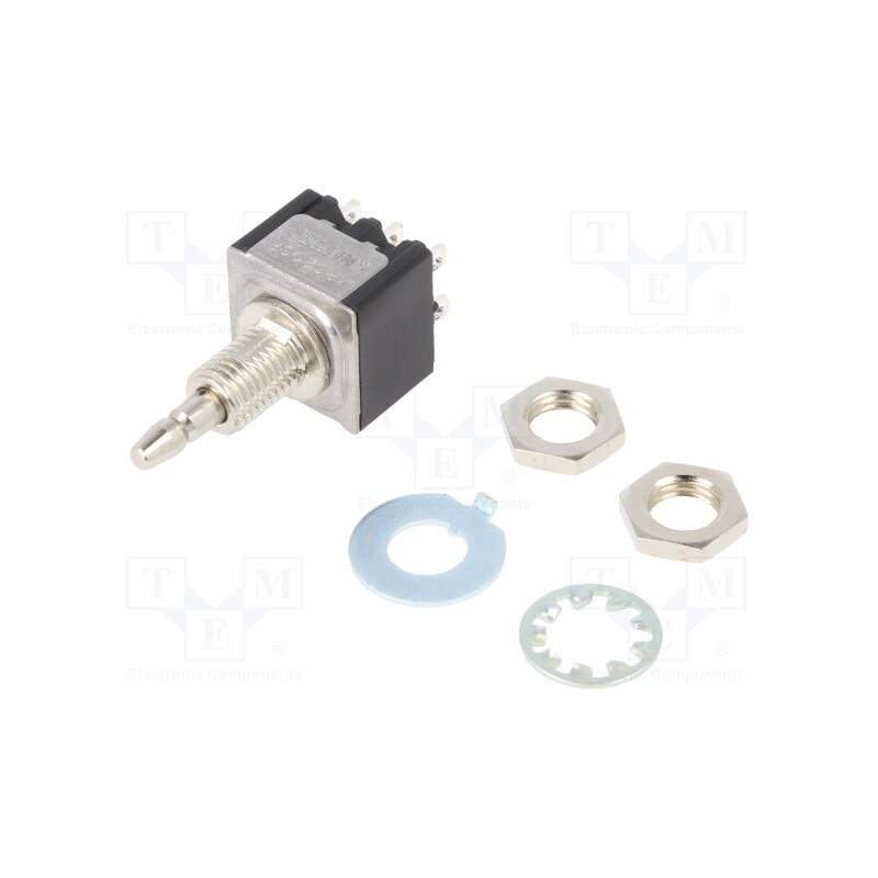 1 pcs x KNITTER-SWITCH - MPS 203 R - Switch: push-button, Pos: 2, DPDT, 3A/125VAC, ON-(ON), Illumin: none