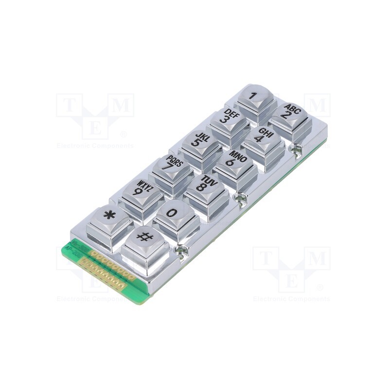 1 pcs x ACCORD - AK-206-A-SSB-WP-MM - Keypad: metal, No.of butt: 12, none, metal, 200mΩ, 1.5N, 20mA