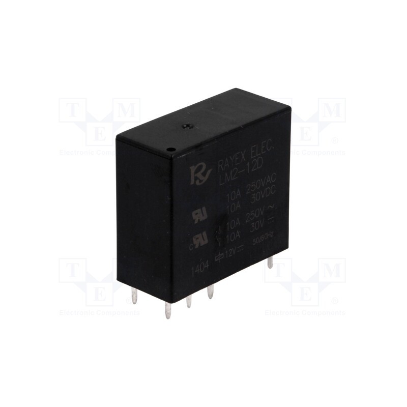 1 pcs x Recoy/RAYEX ELECTRONICS - LM2-12D - Relay: electromagnetic, DPDT, Ucoil: 12VDC, Icontacts max: 5A, PCB