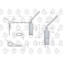 Upper hitch hook pin C 360 original Ursus