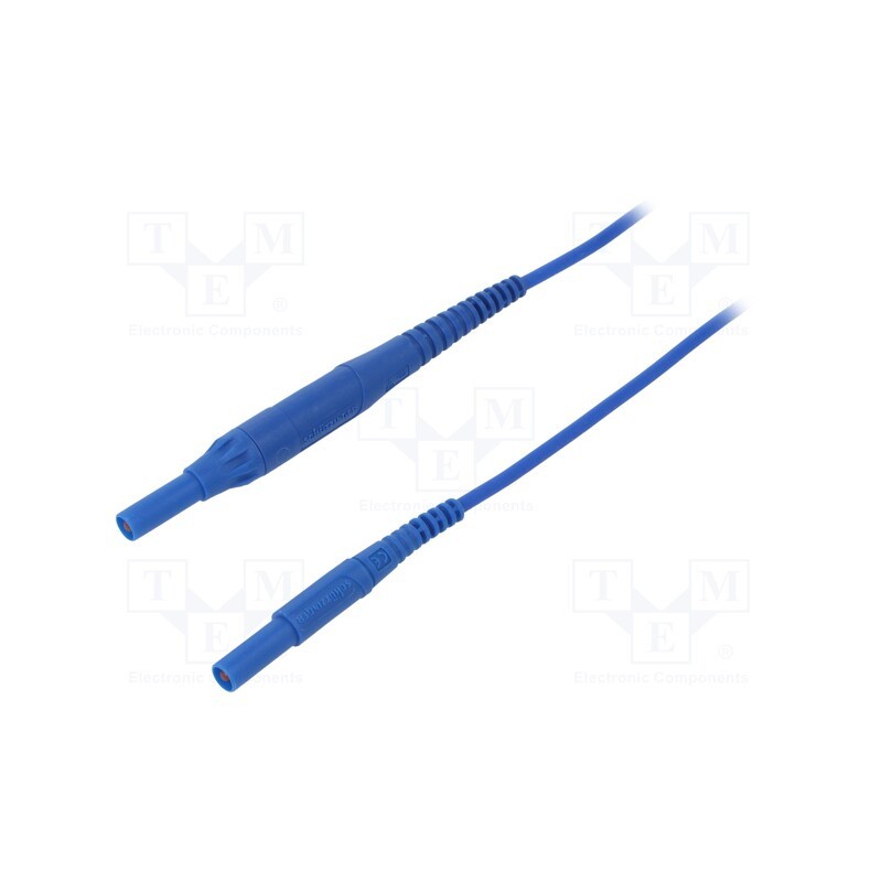 1 pcs x SCHu00dcTZINGER - MSFK B441 / 1 / 150 / BL - Test lead, 8A, banana plug 4mm,both sides, Len: 1.5m, blue