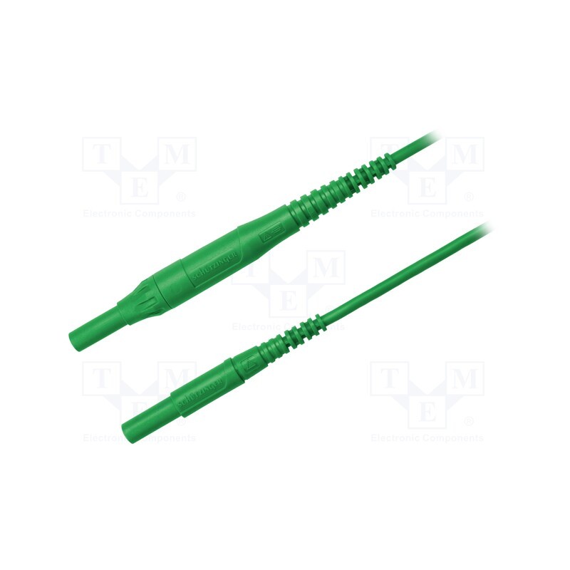 1 pcs x SCHu00dcTZINGER - MSFK B441 / 1 / 150 / GN - Test lead, 8A, banana plug 4mm,both sides, Len: 1.5m, green