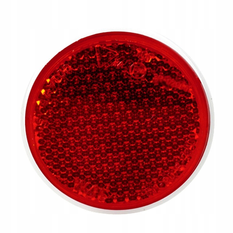 Round red reflector, diameter 75mm, with M5 screw