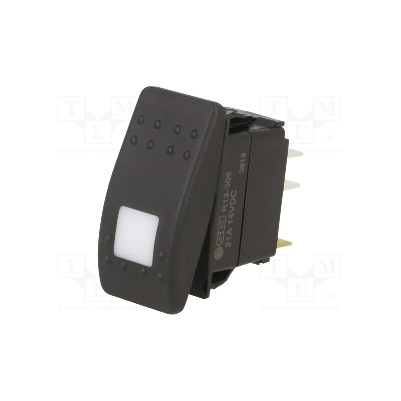1 pcs x SWITCH COMPONENTS - SRD1-2A-DC-1-BRN - ROCKER, DPST, Pos: 2, OFF-ON, 20A/14VDC, black, IP56, LED, Body: black