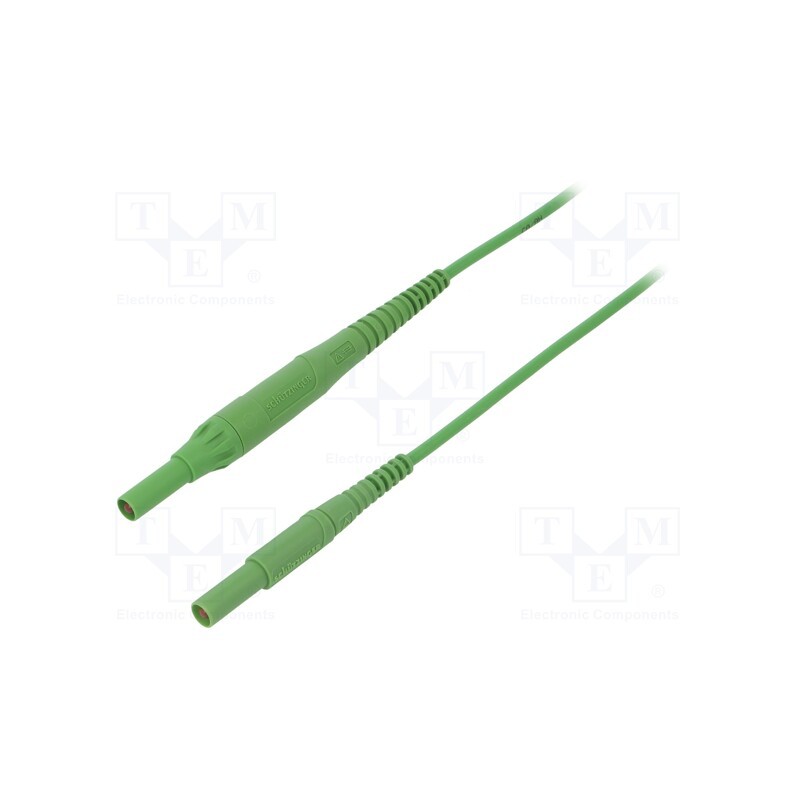 1 pcs x SCHu00dcTZINGER - MSFK B441 / 1 / 200 / GN - Test lead, 8A, banana plug 4mm,both sides, Len: 2m, green