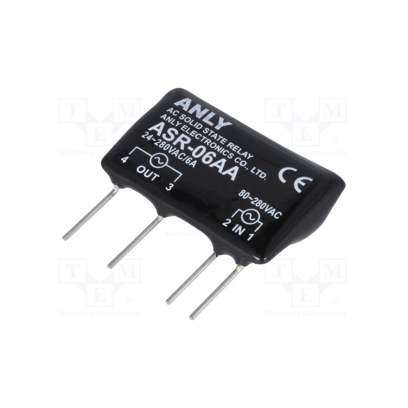 1 pcs x ANLY ELECTRONICS - ASR-06AA - Relay: solid state, Ucntrl: 80÷280VAC, 6A, 24÷280VAC, THT, SIP