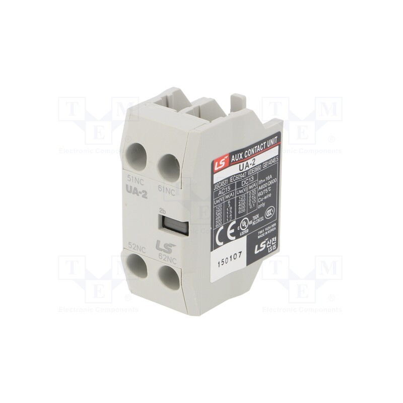 1 pcs x LS ELECTRIC - UA-2 2B - Auxiliary contacts, Series: METASOL, Leads: screw terminals, IP20