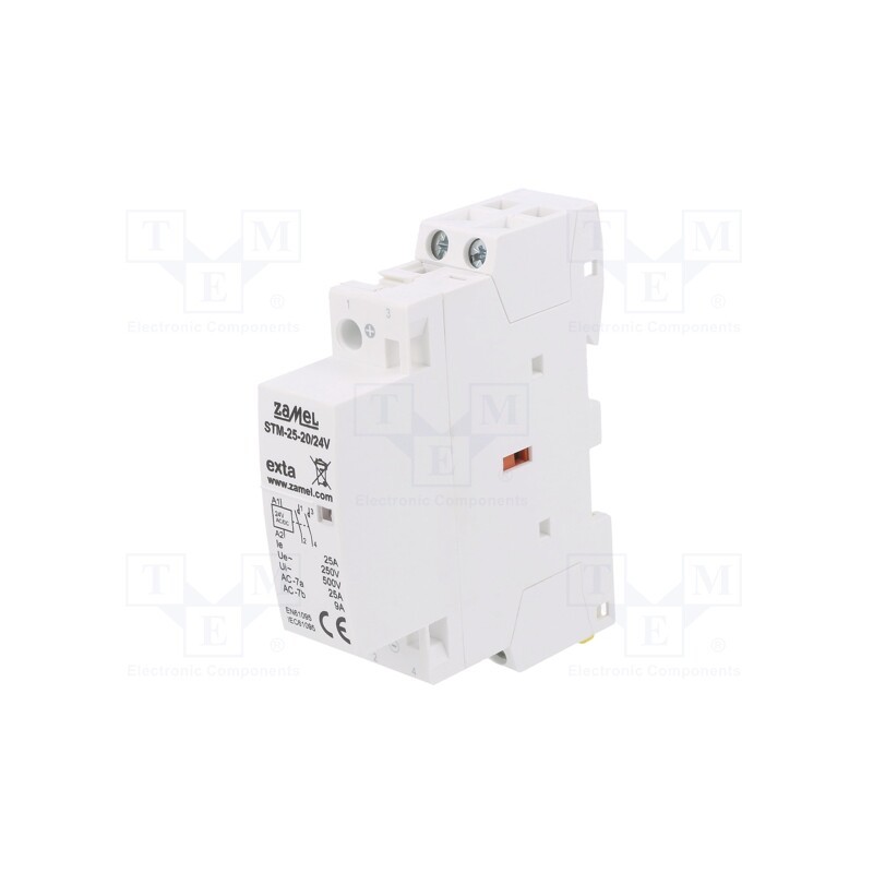 1 pcs x ZAMEL - STM-25-20/24V - Contactor: 2-pole installation, 25A, 24VDC, NO x2, -5÷60°C