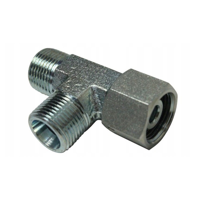 Hydraulic tee m20x1 5 12s with a nut on the side