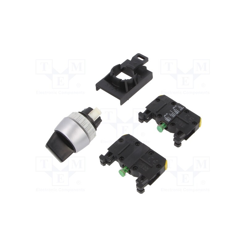 1 pcs x SPAMEL - ST22-P3.CZ-20 - Switch: rotary, 22mm, Stabl.pos: 3, NO x2, black, IP65, prominent