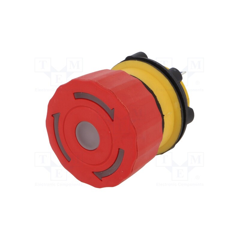 1 pcs x ONPOW - LAS1-A22Y-01TSB/R AC/DC 24V - Switch: emergency stop, 22mm, Stabl.pos: 2, NC, red, LED, 24V, IP65