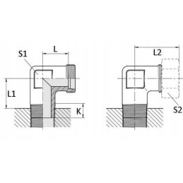 Angle threaded connector 12l 1 4npt