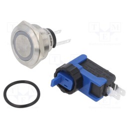 1 pcs x ONPOW - LCA25-11E/W/12V/S - Switch: vandal resistant, Pos: 2, SPST NC + NO, 300mA/250VDC, IP65