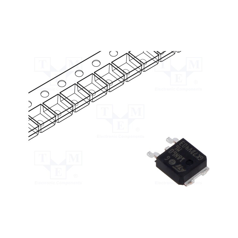 1 pcs x STMicroelectronics - STD18N60M6 - Transistor: N-MOSFET, unipolar, 600V, 13A, Idm: 38A, 110W, DPAK