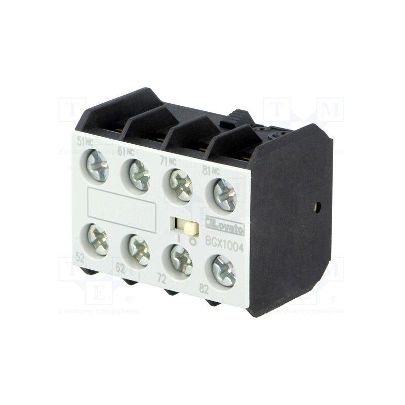 1 pcs x LOVATO ELECTRIC - 11BGX1004 - Auxiliary contacts, Series: BG, Leads: screw terminals, front