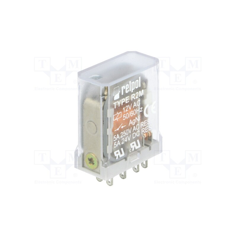 1 pcs x RELPOL - R2M-2012-23-5012 - Relay: electromagnetic, DPDT, Ucoil: 12VAC, Icontacts max: 10A