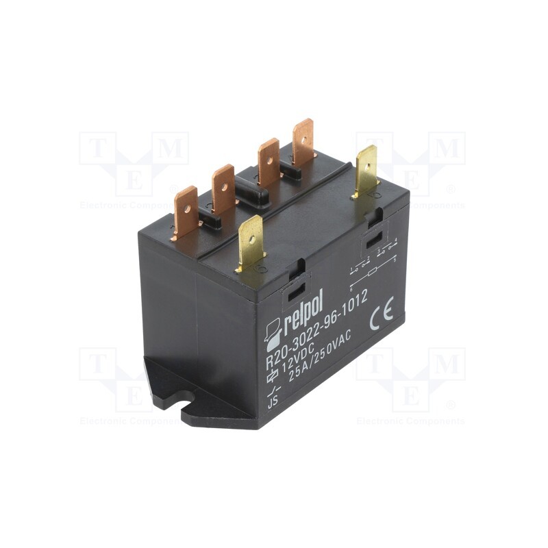 1 pcs x RELPOL - R20-3022-96-1012 - Relay: electromagnetic, DPST-NO, Ucoil: 12VDC, 25A, Series: R20