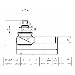 Tie rod end ls xj25 40200997