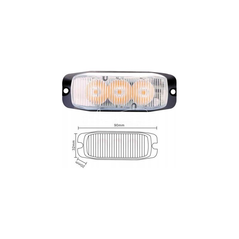 Yellow LED strobe warning lamp