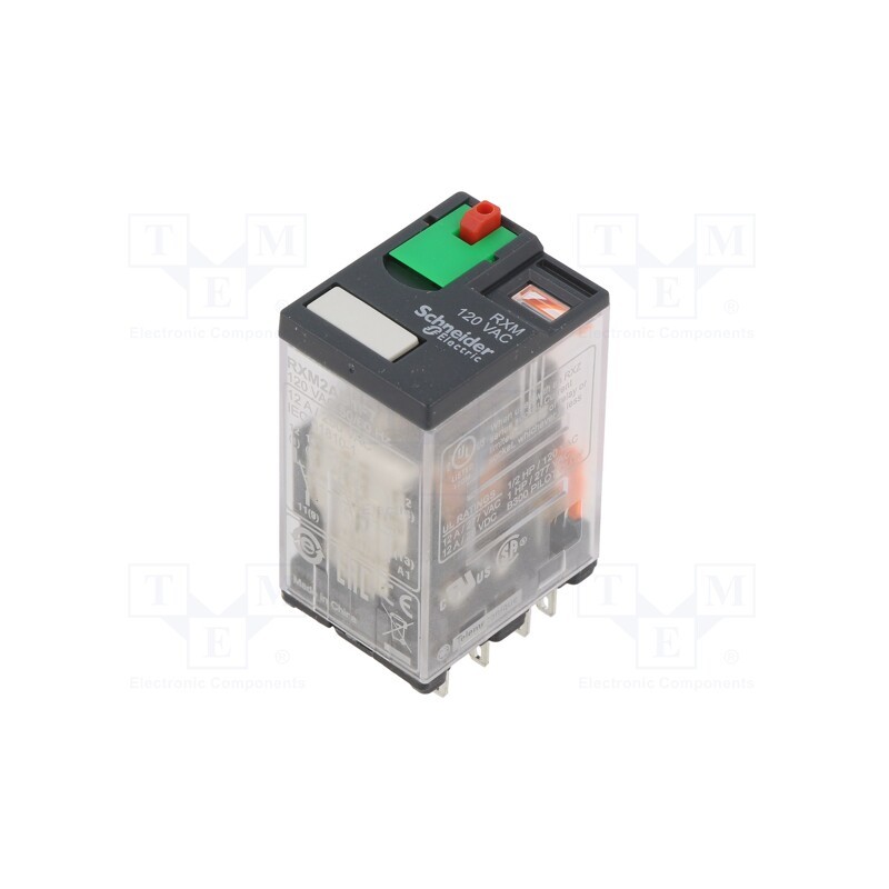 1 pcs x SCHNEIDER ELECTRIC - RXM2AB1F7 - Relay: electromagnetic, DPDT, Ucoil: 120VAC, Icontacts max: 12A