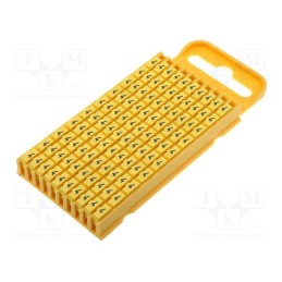 100 pcs x HELLERMANNTYTON - 561-03644 - Markers, Marking: 4, 4.3÷5.3mm, polyamide, yellow, -40÷85°C, WIC