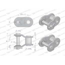 Chain link with O-ring ANSI A 80 R1 1 var