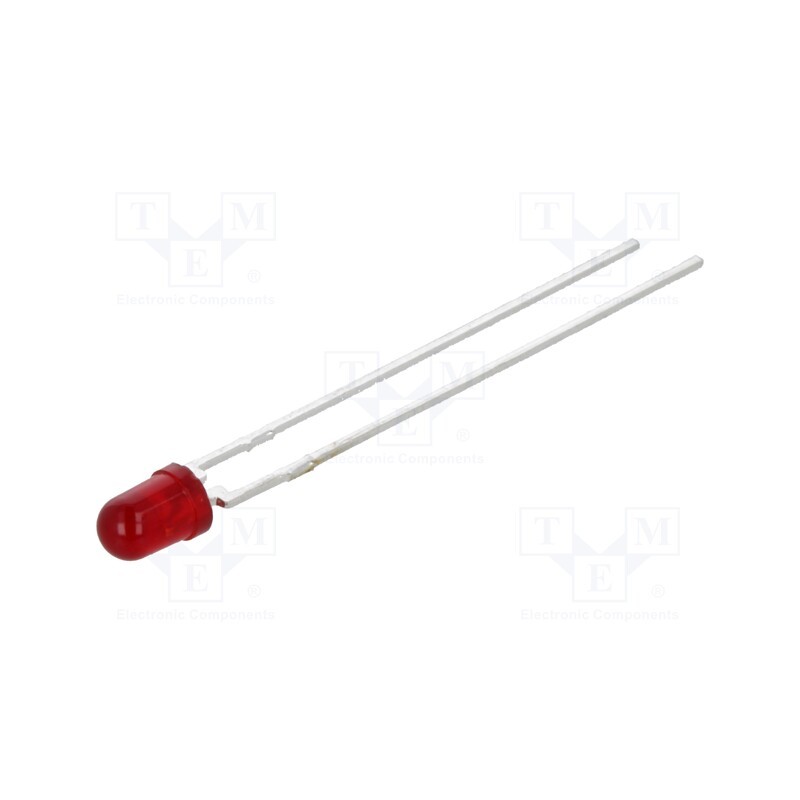 2 pcs x BROADCOM (AVAGO) - HLMP-1301 - LED, 3mm, red, 3.4mcd, 60°, Front: convex, 1.5÷2.4V, No.of term: 2