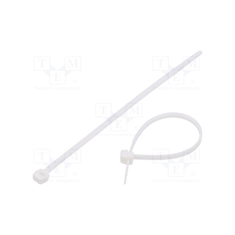 100 pcs x HELLERMANNTYTON - 118-00079 - Cable tie, L: 100mm, W: 2.5mm, polyamide, 80N, white, Ømax: 20mm