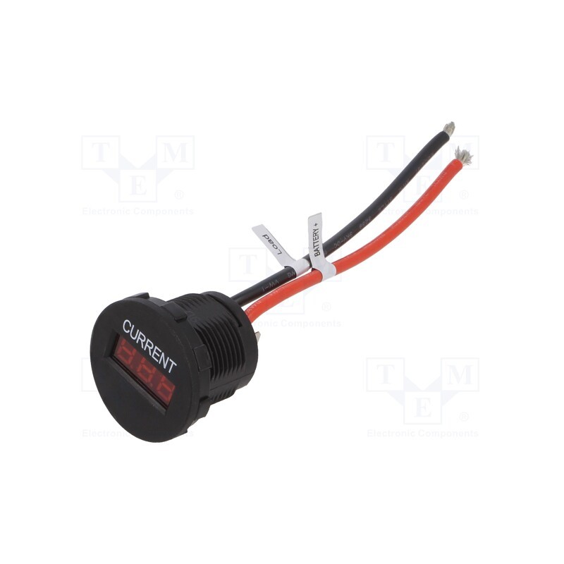 1 pcs x SCI - A25-1B-BB3-R - Ammeter, 0÷20A, on panel, LED, Usup: 7÷33VDC, Uin: 7÷33VDC, black