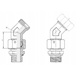 Elbow connector 45 with nut m16x1 5 10l evsd10