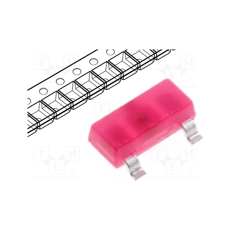 2 pcs x KINGBRIGHT ELECTRONIC - KM-23LID-F - LED, SMD, SOT23, red, 1.25mcd, 3x1.3x1.05mm, 140°, 2÷2.5V, 2mA