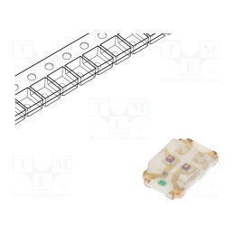 2 pcs x KINGBRIGHT ELECTRONIC - KPHBM-2012SURKCGKC - LED, SMD, 0805, red/green, 2x1.25x0.45mm, 120°, 1.95÷2.5/2.1÷2.5V