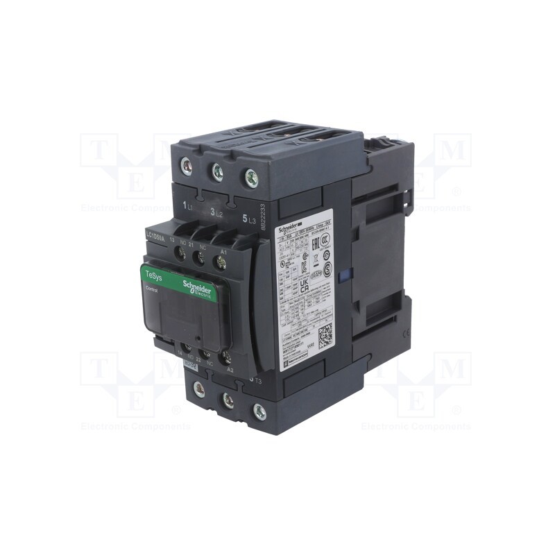 1 pcs x SCHNEIDER ELECTRIC - LC1D50ABD - Contactor: 3-pole, NO x3, Auxiliary contacts: NO + NC, 24VDC, 50A
