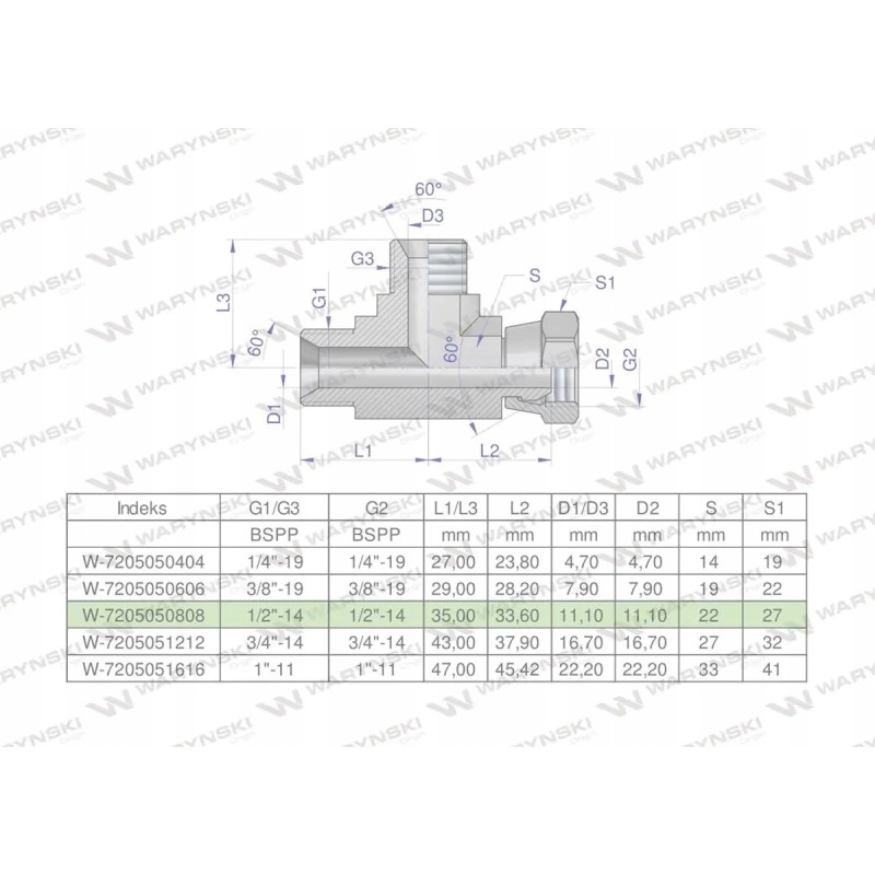 Asymmetrical hydraulic tee inch bba 1 2