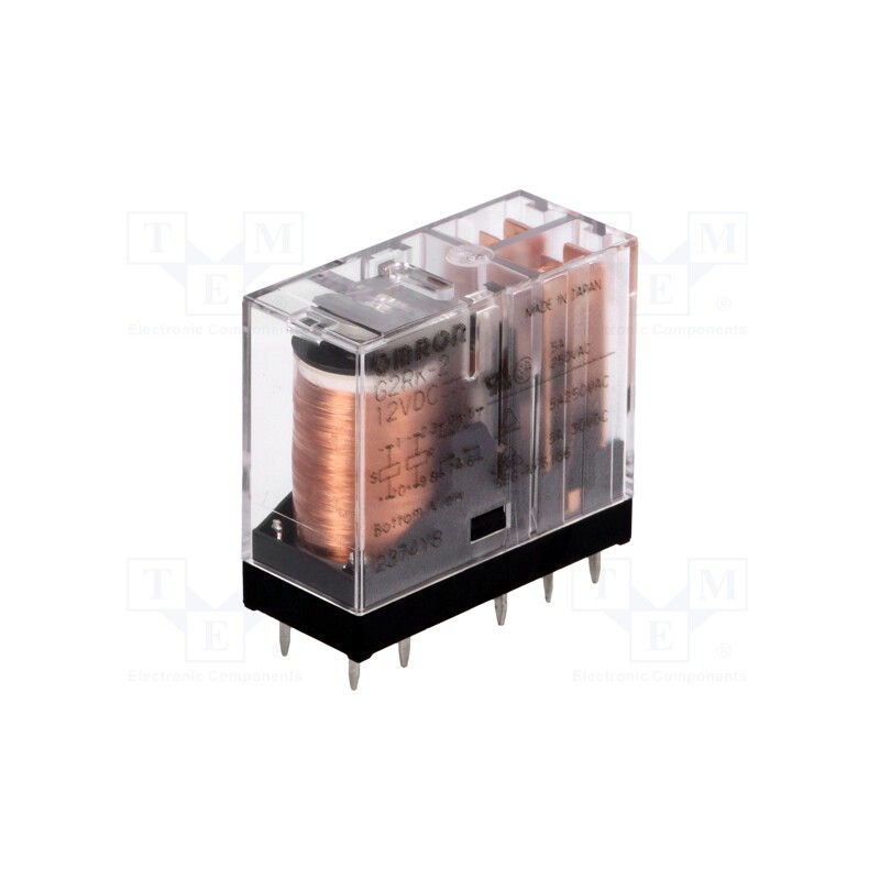 1 pcs x OMRON OCB - G2RK-2 12VDC - Relay: electromagnetic, DPDT, Ucoil: 12VDC, Icontacts max: 3A, PCB